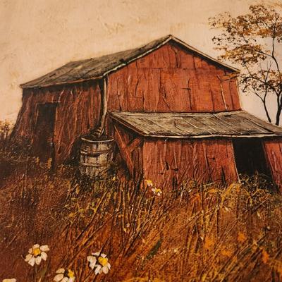Red Barn Oil on Canvas by C. Sadowski 24x20
