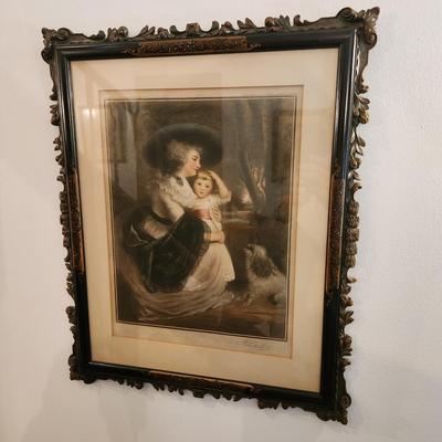 Antique Framed Copyright 1913 by C. Klackner Print 18x22
