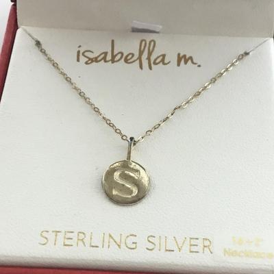 Isabella m Sterling silver letter s necklace