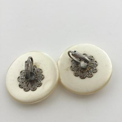 Vintage Cora marked round clip on earrings