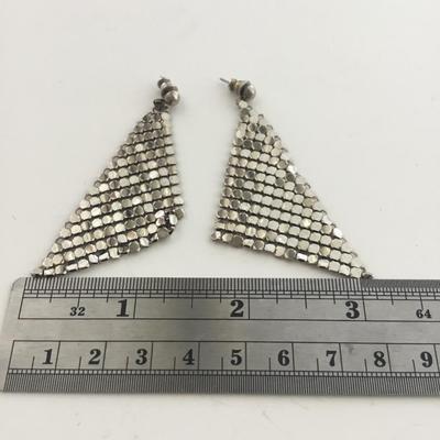 Silver tone statement earrings
