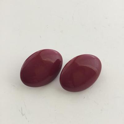 Maroon vintage clip on oval earrings