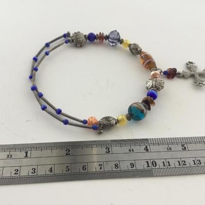 Colorful beaded choker adjustable necklace