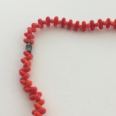 Red beaded vintage clasp long necklace