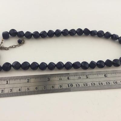 Navy blue beaded fashion necklace