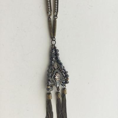 Bronze tone multilayer fashion necklace