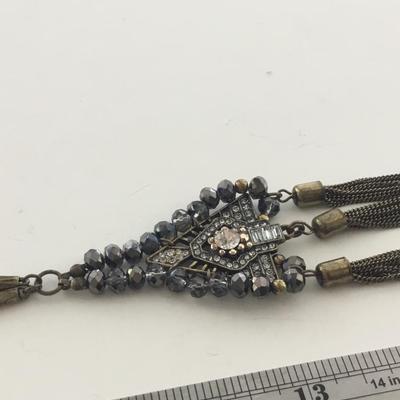 Bronze tone multilayer fashion necklace