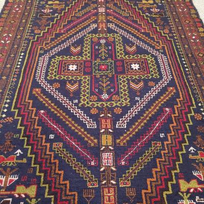 Navy Blue Geometric Rug 6'9" x 3'11" (BR3-KD)
