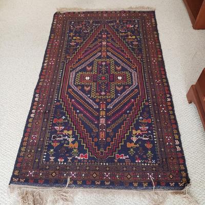 Navy Blue Geometric Rug 6'9" x 3'11" (BR3-KD)