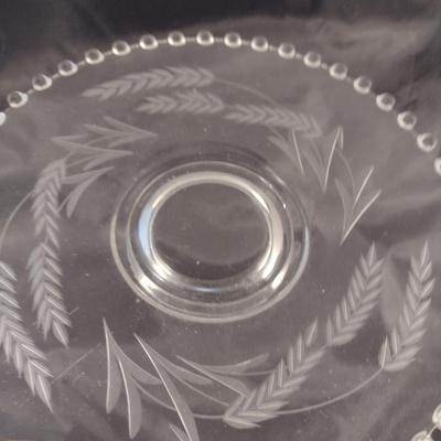 Imperial Glass 'Wheat' Design Cake Stand and Bowl with Under Plate