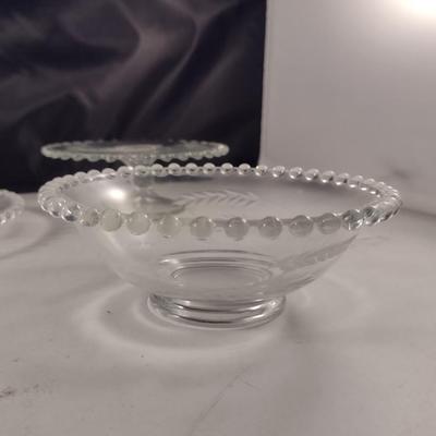 Imperial Glass 'Wheat' Design Cake Stand and Bowl with Under Plate