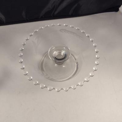 Imperial Glass 'Wheat' Design Cake Stand and Bowl with Under Plate