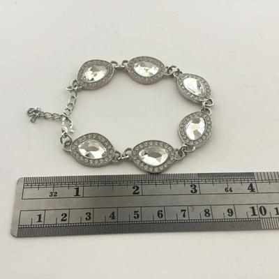 Silver tone rhinestone fashion bracelet