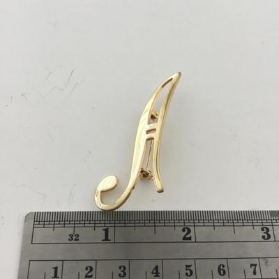 Gold tone letter A vintage pin