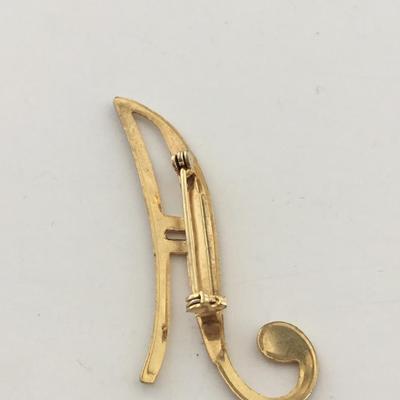 Gold tone letter A vintage pin
