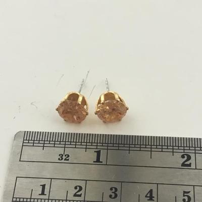 Gold tone unmarked champagne color stud earrings