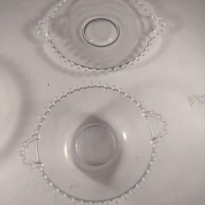 Imperial Glass 'Candlewick' Design Cake Stand and Bowl with Under Plate