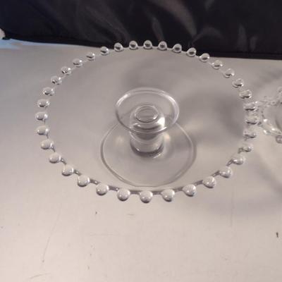 Imperial Glass 'Candlewick' Design Cake Stand and Bowl with Under Plate