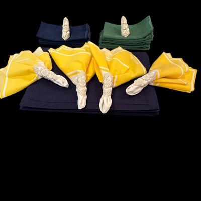 Assortment of linens and napkin rings