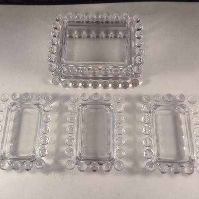 Imperial Glass 'Candlewick' Cigarette Box with Lid and Ashtrays