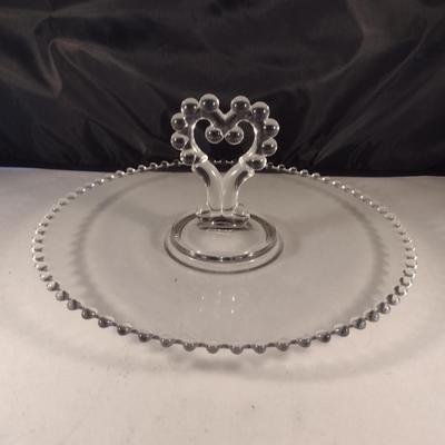 Imperial Glass 'Candlewick' Pastry/Tidbit Tray with Center Handle- Approx 11 3/4" in Diameter