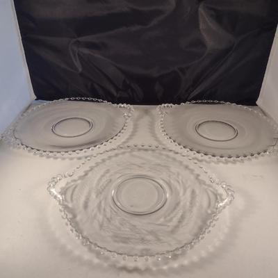 Imperial Glass 'Candlewick' and 'Wheat' Serving Plates- Three Pieces