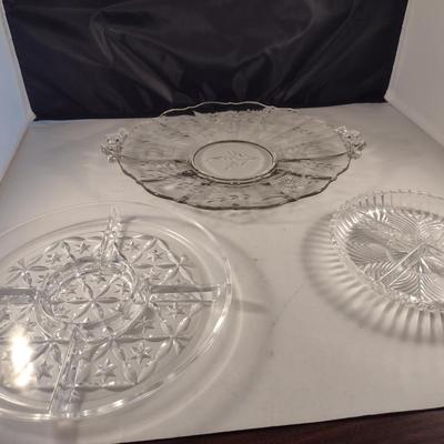Assorted Glass/Crystal Serving Plates- Three Pieces