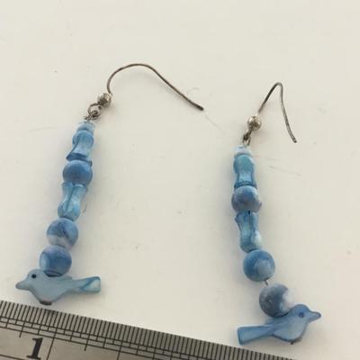 Blue bird dangle earrings