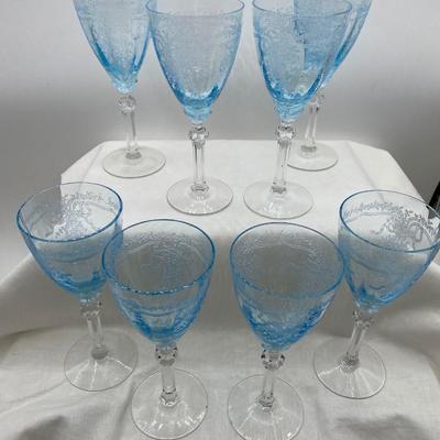 Fostoria June Blue - 8 Wine Glasss
