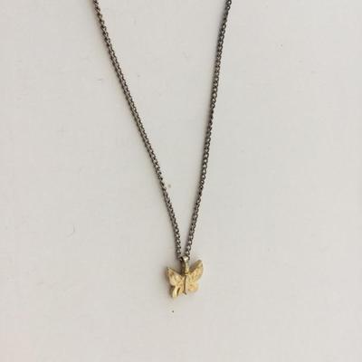 Gold tone unmarked butterfly necklace