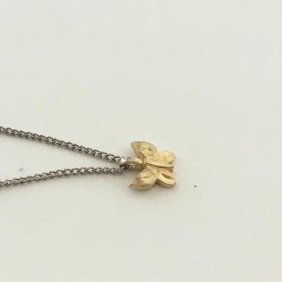Gold tone unmarked butterfly necklace