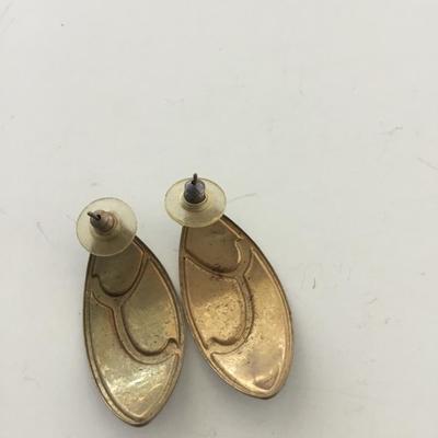 Gold tone blue long fashion earrings