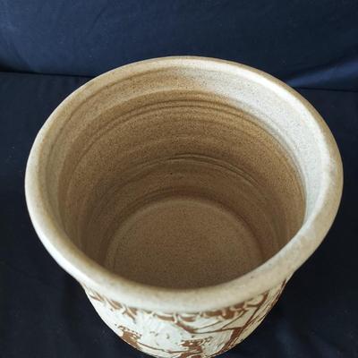 Artisan Carved Stoneware Crock, Turned Wood Platter & More Pottery (FP-BBL)