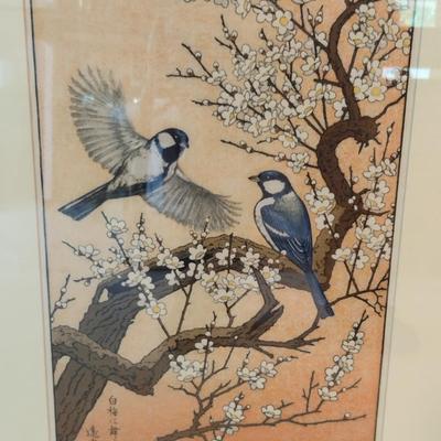 Set of Four Seasonal Bird and Branch Framed Prints- Each Approx 19 3/8" x 27 1/2"