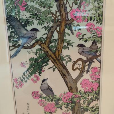 Set of Four Seasonal Bird and Branch Framed Prints- Each Approx 19 3/8" x 27 1/2"