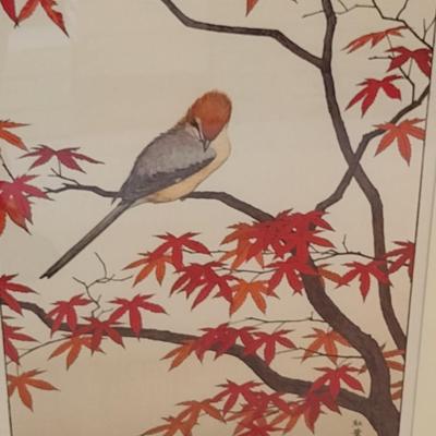 Set of Four Seasonal Bird and Branch Framed Prints- Each Approx 19 3/8" x 27 1/2"