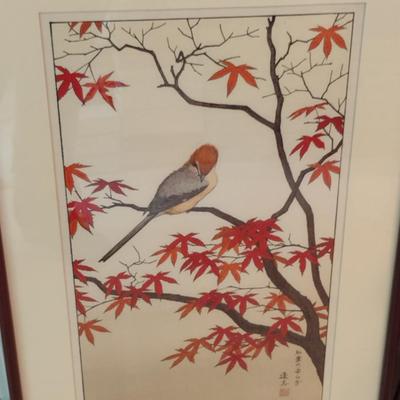 Set of Four Seasonal Bird and Branch Framed Prints- Each Approx 19 3/8" x 27 1/2"