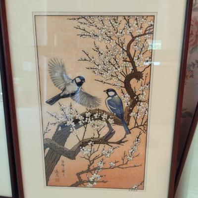 Set of Four Seasonal Bird and Branch Framed Prints- Each Approx 19 3/8" x 27 1/2"