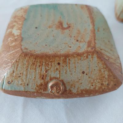 Signed Teal & Terracotta Glazed Stoneware Pottery (FP-BBL)