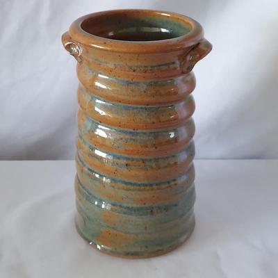 Signed Teal & Terracotta Glazed Stoneware Pottery (FP-BBL)
