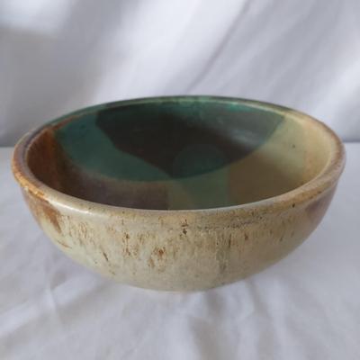 Signed Teal & Terracotta Glazed Stoneware Pottery (FP-BBL)