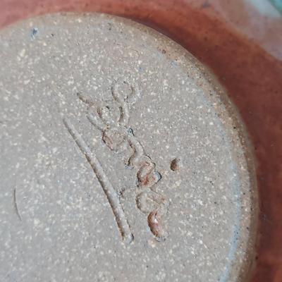 Signed Teal & Terracotta Glazed Stoneware Pottery (FP-BBL)
