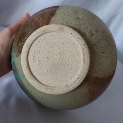 Signed Teal & Terracotta Glazed Stoneware Pottery (FP-BBL)