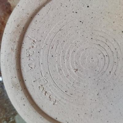 Signed Teal & Terracotta Glazed Stoneware Pottery (FP-BBL)