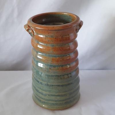 Signed Teal & Terracotta Glazed Stoneware Pottery (FP-BBL)