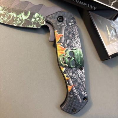 Razor Tactical - Survival Knife Series - Green Skull Handle & Blade
