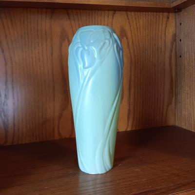 VAN BRIGGLE DAFFODIL PATTERN CLAY VASE