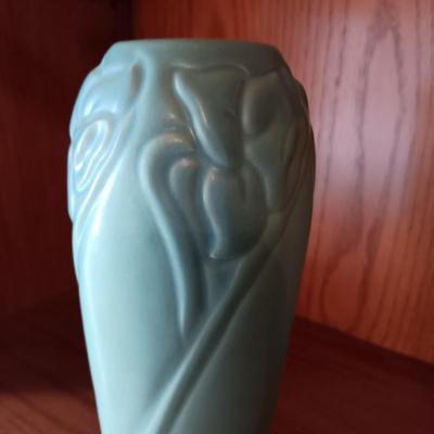 VAN BRIGGLE DAFFODIL PATTERN CLAY VASE