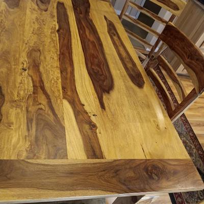 ONE OF A KIND SHEESHAM WOODEN TABLE W/6 CHAIRS
