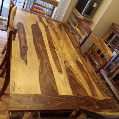 ONE OF A KIND SHEESHAM WOODEN TABLE W/6 CHAIRS
